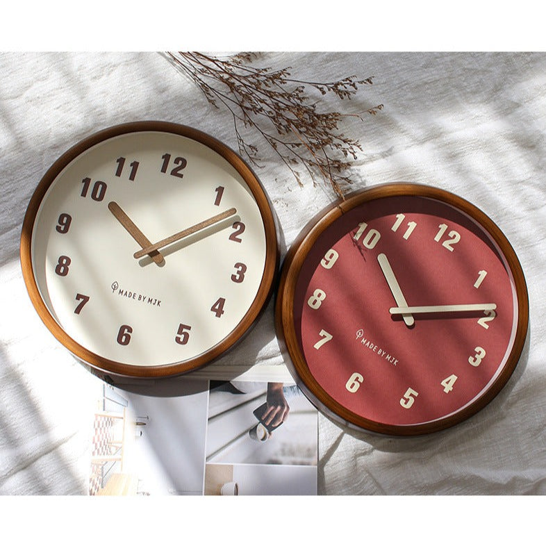 Natural Wood Round Silent Wall Deco Clock