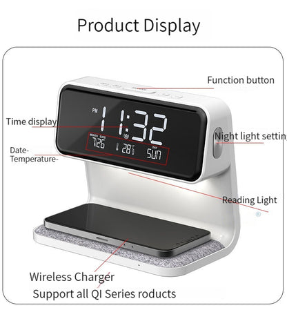 Led Wireless Phone Charger Alarm Table Clock