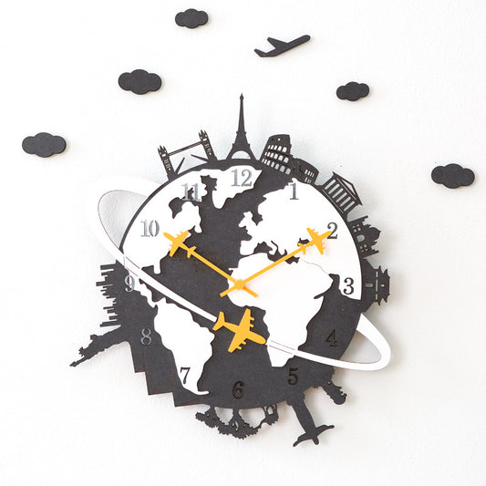 World Map Wall Clock for Kids Bedroom
