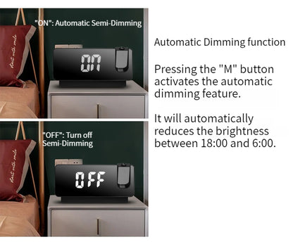 Digital Led Time Projection Alarm Table Clock