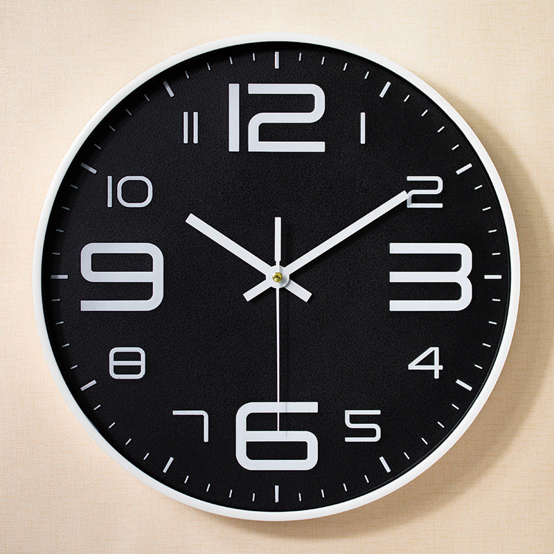 Simple Big Numbers 3D Silent Wall Clock 12 Inches