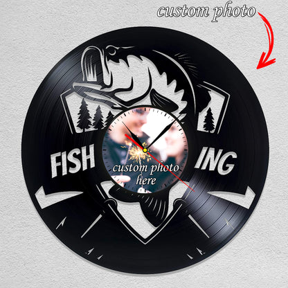 Gift for Fisherman Personalized Photo Wall Clock