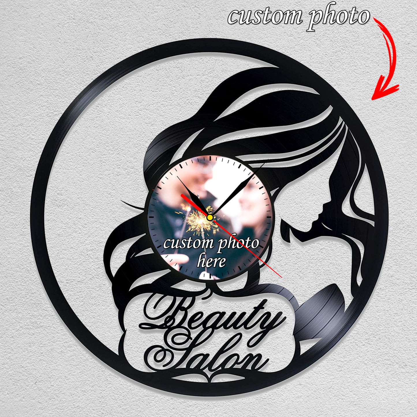 Gift for Beauty Salon Photo Clock for Female Beautician