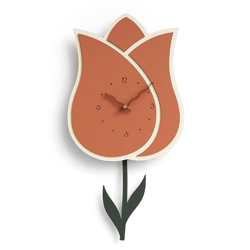 Flower Pendulum Wall Clock for Study Room