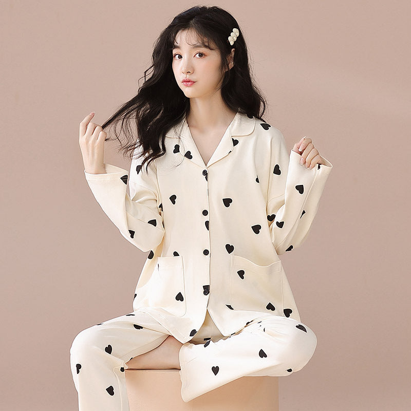 Cute Hearts Pajamas PJs for Women 100% Cotton