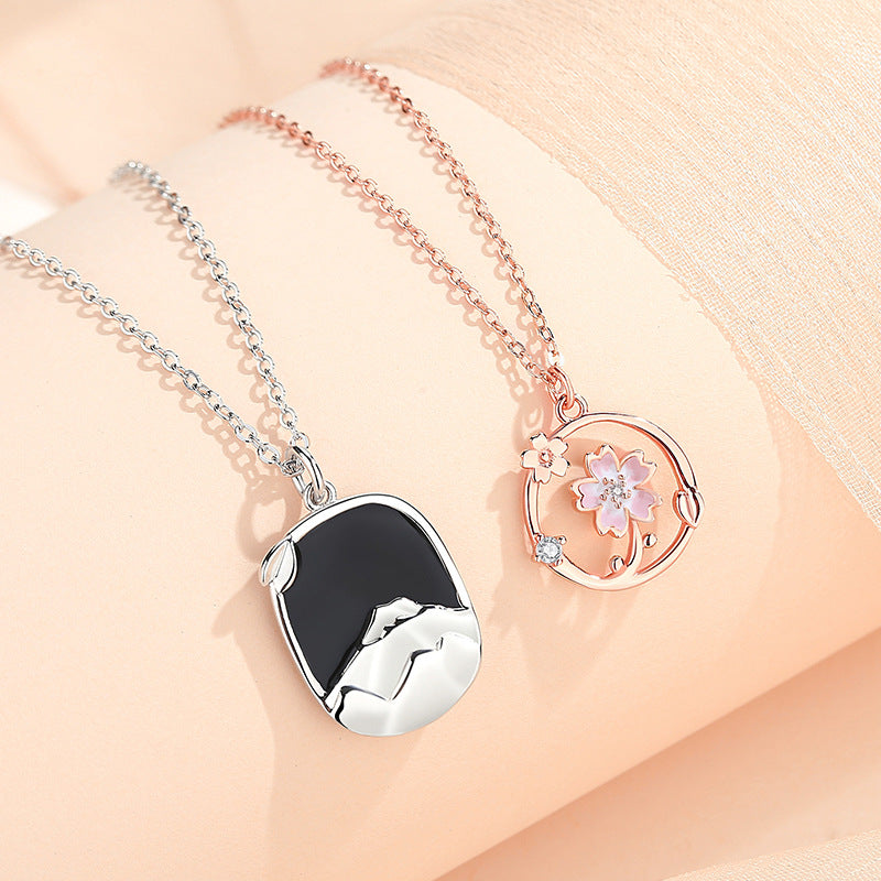 Romantic Sakura Necklaces Gift Set for Couples