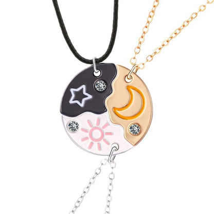 Sun Moon Star Best Friends Necklaces Gift Set for 3