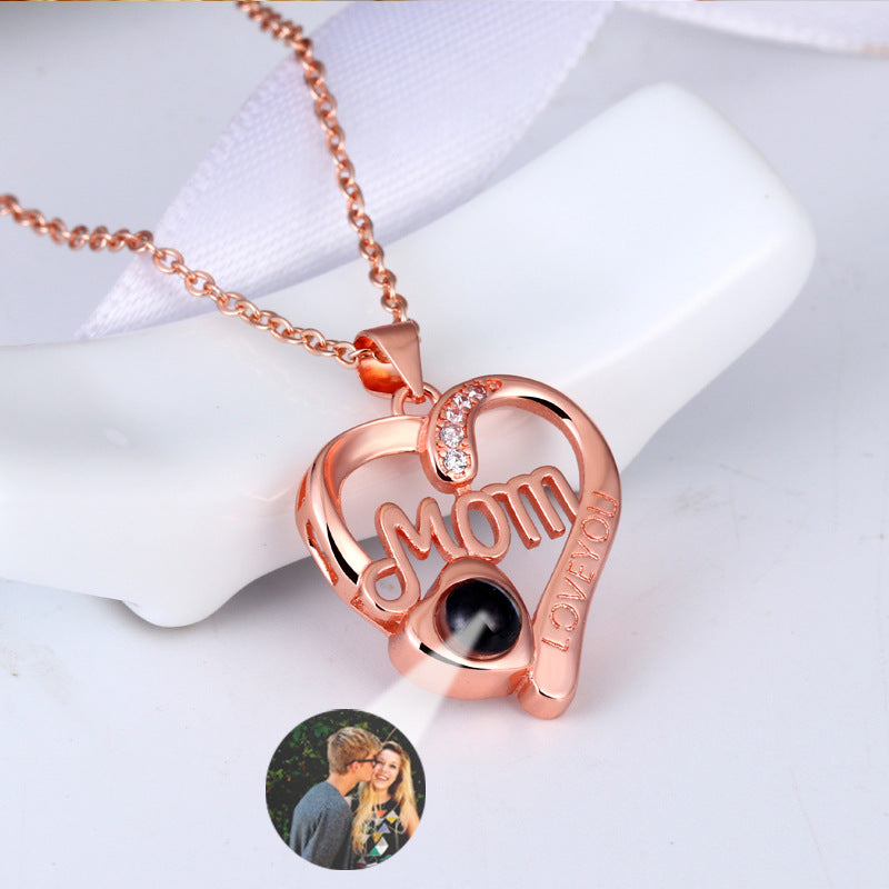 Photo Projection Heart Necklace for Mom