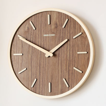 Minimalistic Silent Wooden Wall Clock 12 Inches