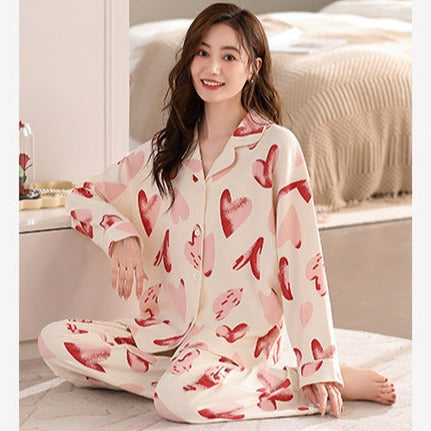 Notch Collar Women's Pyjamas Set 100% Cotton