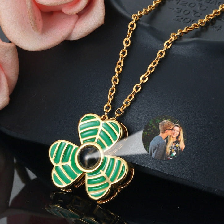 Photo Projection Clover Necklace