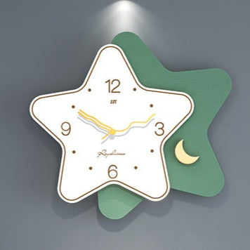 Cute Star Large Size Silent Wall Clock for Living Room