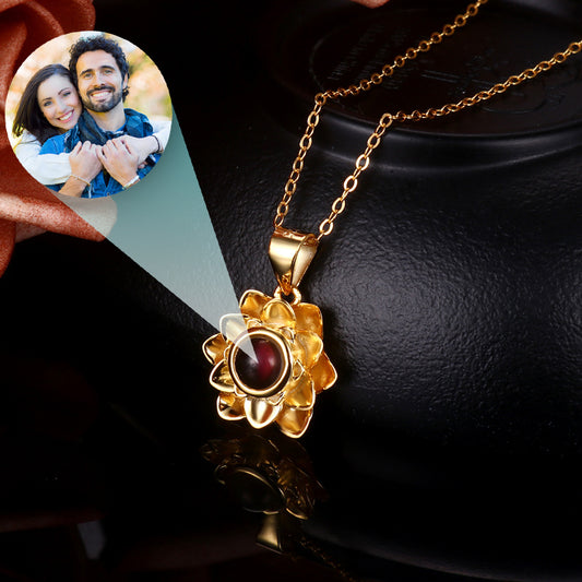 Personalized Photo Projection Flower Pendant