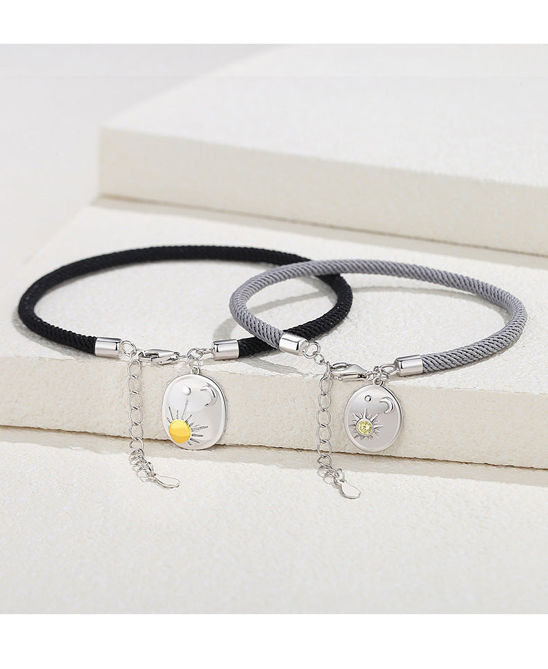 Engravable Sun and Moon Bracelets Set for Couples