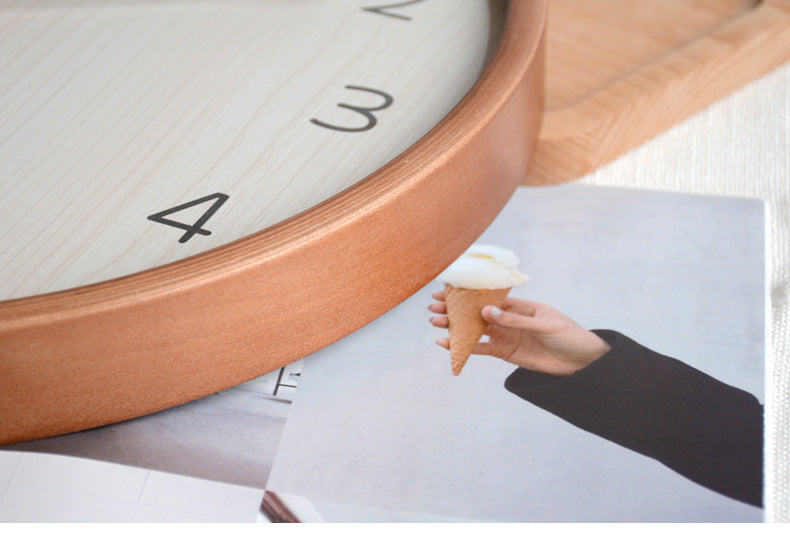 Round Wooden Analogue Wall Clock for Home