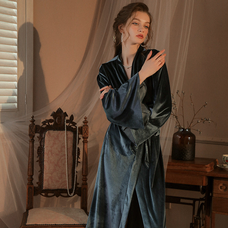 Bridal Wedding Velvet Nightgown and Bathrobe