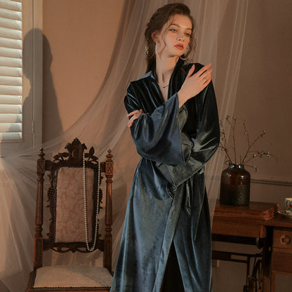 Bridal Wedding Velvet Nightgown and Bathrobe