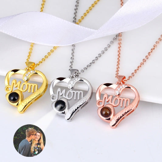 Photo Projection Heart Necklace for Mom