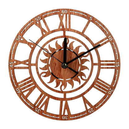Roman Numerals Wood Texture Wall Clock 9 Inches