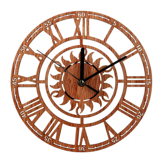 Roman Numerals Wood Texture Wall Clock 9 Inches