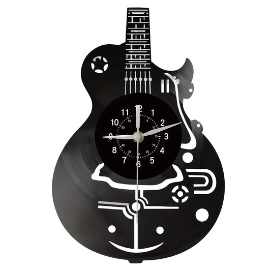 Guitar Shaped Vinyl Record Silent Wall Clock