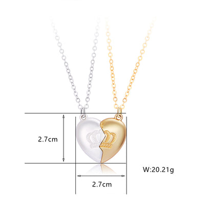 Engraved King Queen Couple Necklaces Gift Set for 2