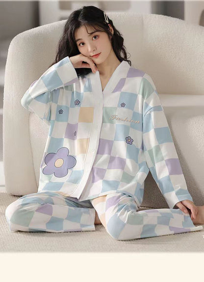 Long Sleeves Women's Pyjamas Button Down Pjs 100% Flannel