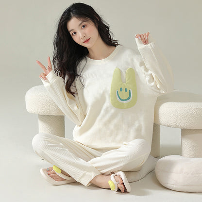 Cozy Cartoon Long Women Sleepwear PJs Set 100% Cotton