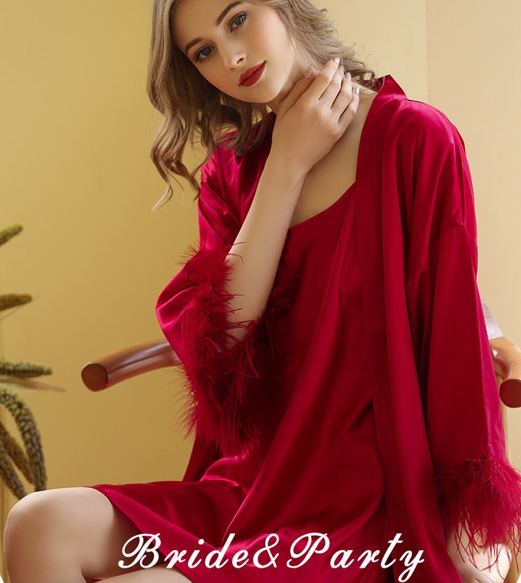 Bridal Wedding Red Satin Nightdress