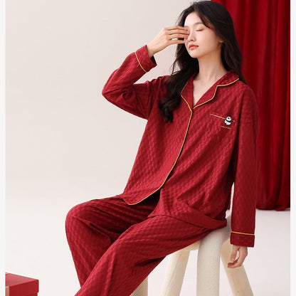Two Piece Long Cotton Pajamas Set for Ladies