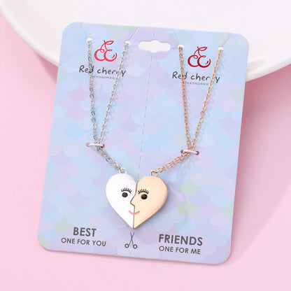 Engraved Half Hearts Best Friend Necklaces Gift Set for 2