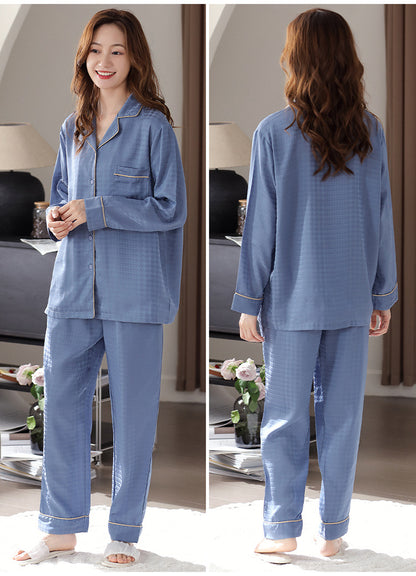 Two-Piece Notch Collar Women's Silk Pajamas Set