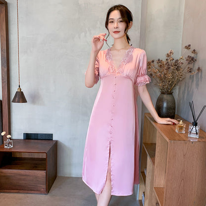 Bridal Pink Side Slit Wedding Nightdress