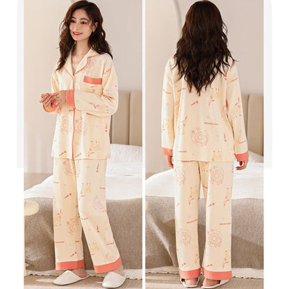 Women's Long Cute Pyjamas PJ Set 100% Cotton