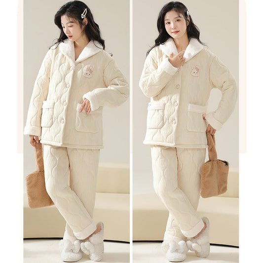 2-Piece Women's Thick Pyjamas Set 100% Cotton