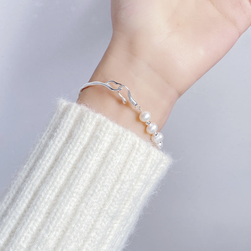 Natural Baroque Pearl Silver Bracelet for Girls