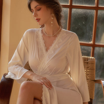 Bridal Wedding Bathrobe Nightdress Vintage Lace