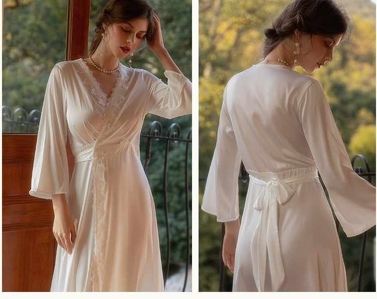 Bridal Wedding Bathrobe Nightdress Vintage Lace