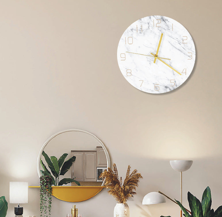 Marble Bedroom Wall Decoration Clock Gift 12 Inches Acrylic