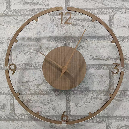 Nordic Design Silent Wall Clock 12 Inches Walnut Wood