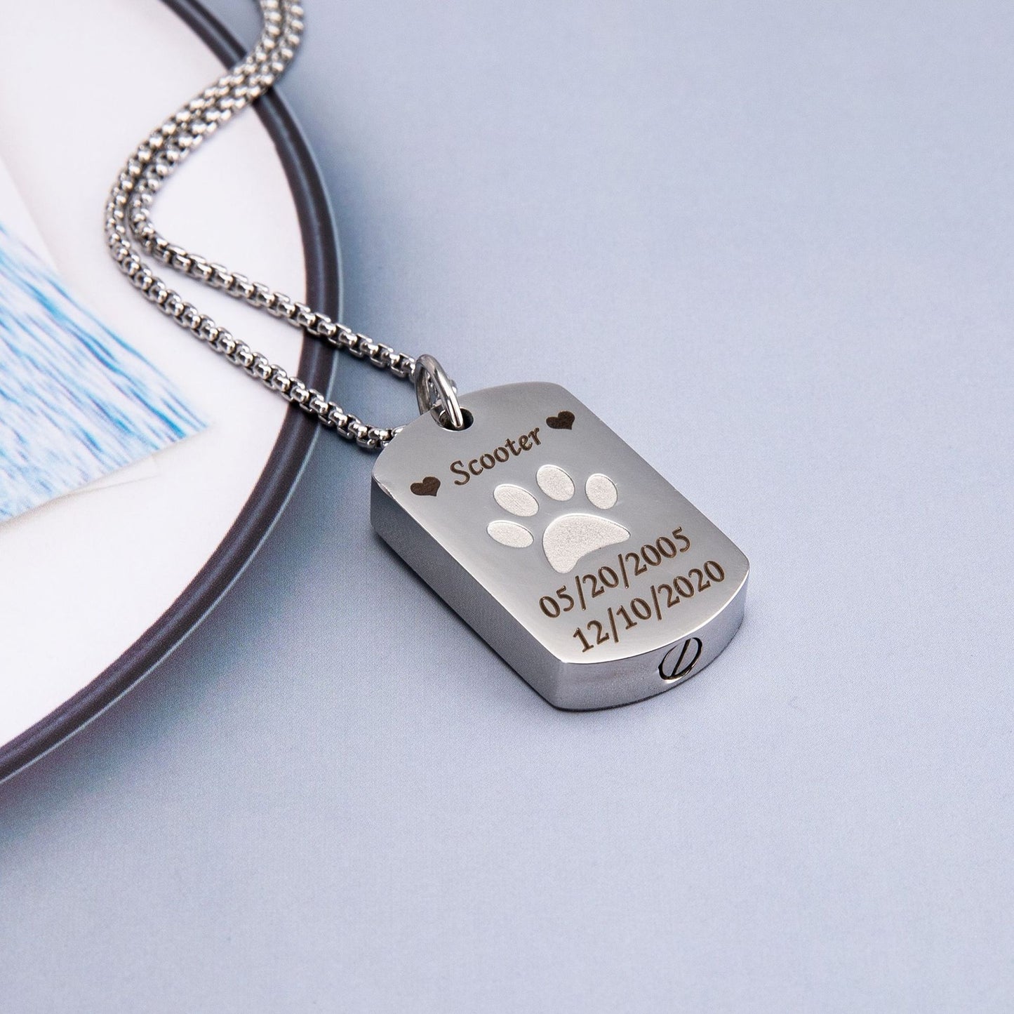 Custom Pet Memorial Dog Loss Urn Necklace Gift