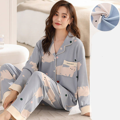 Women's Cute Cartoon Pyjamas Sleepwear Set 100% Cotton