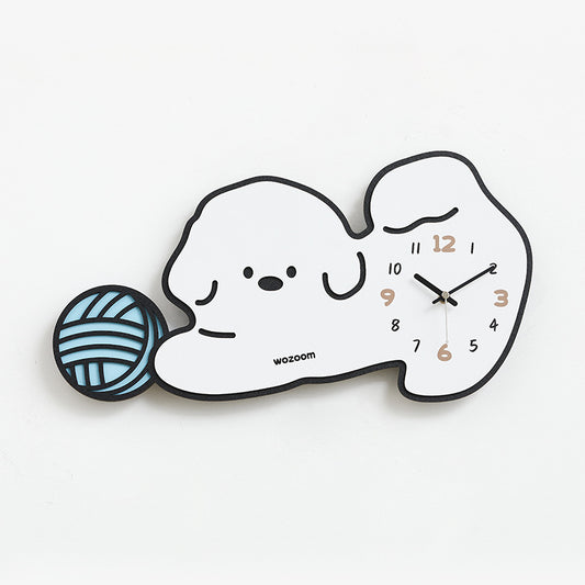 Cute Puppy Kids Bedroom Silent Wall Clock