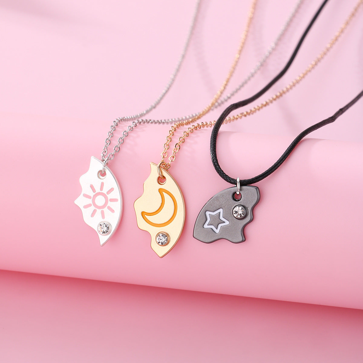 Sun Moon Star Best Friends Necklaces Gift Set for 3