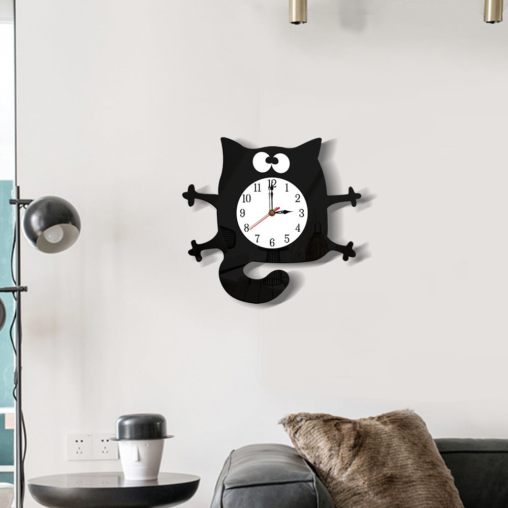 Noiseless Cat Wall Décor Clock for Kids Bedroom
