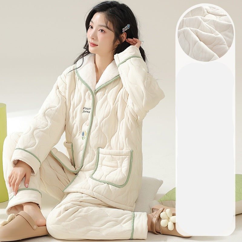 2-Piece Women's Thick Pyjamas Soft 100% Cotton