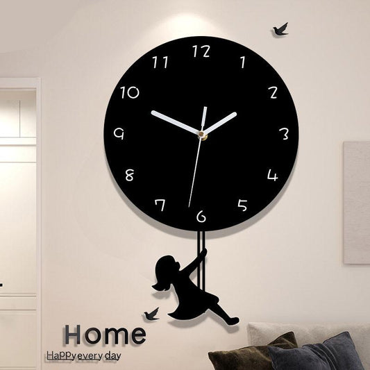 Swinging Girl Pendulum Silent Wall Clock