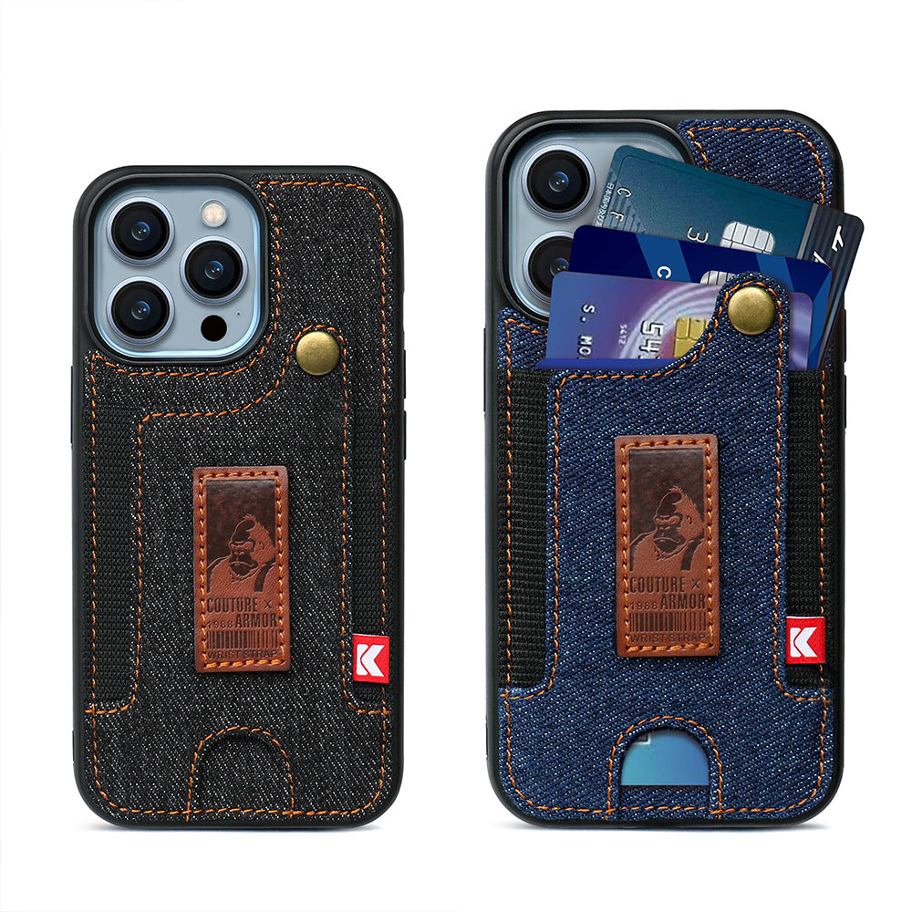 Jeans Protective Case with Card Holder for iPhone