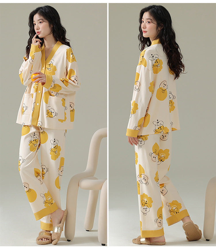 Women's Button Down Long Pyjamas Set 100% Pure Cotton