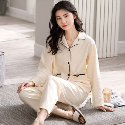 Classic Long Sleeves Pajamas for Women 100% Cotton